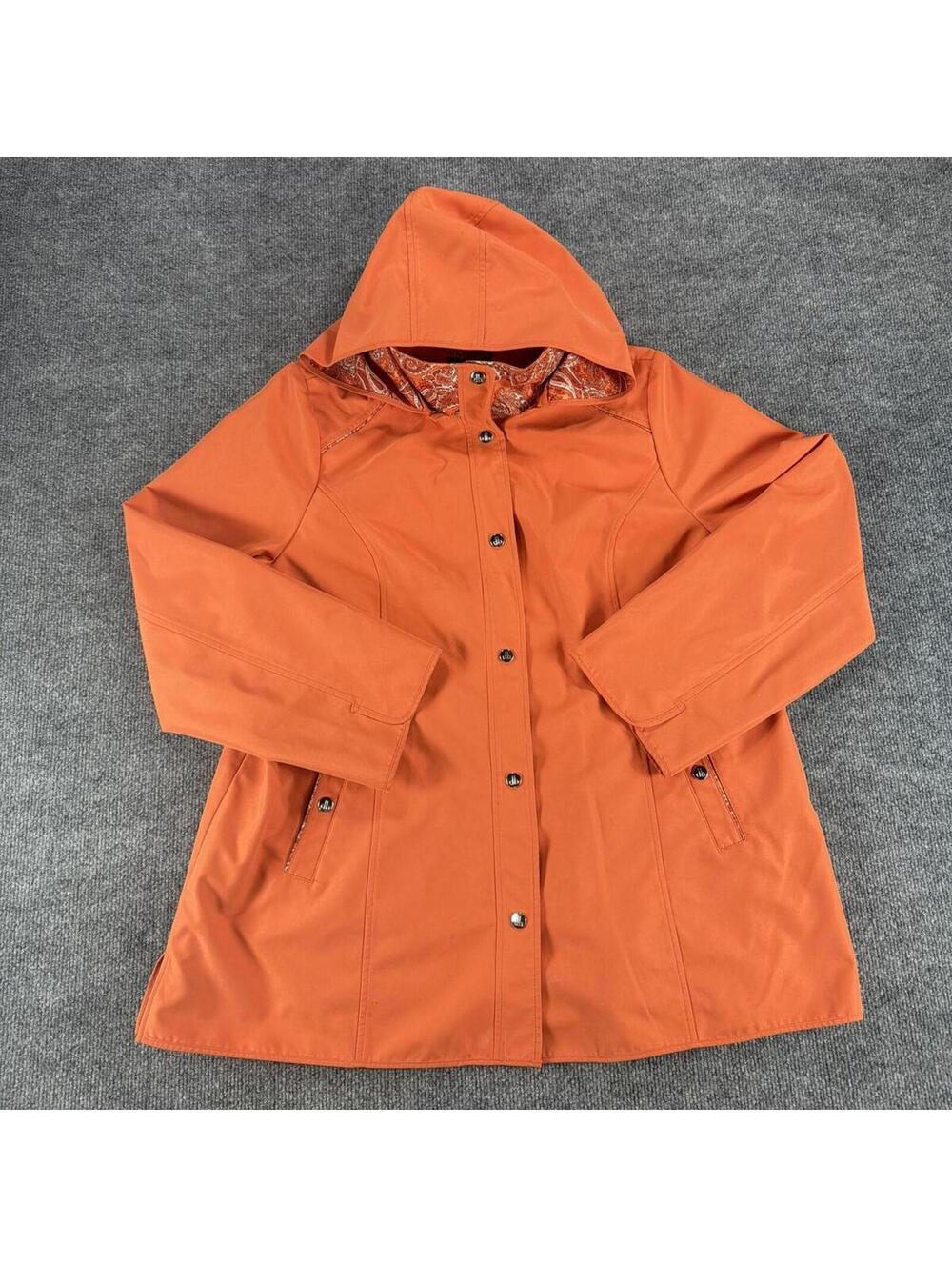 Dennis Basso Orange Hooded Jacket‎ Paisley Lining Large - Maximalism, Statement
